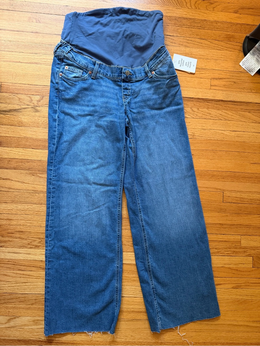 Maternity Wide-Leg Jeans with Stretch Panel - Blue